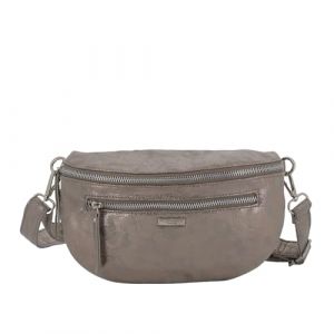 Flora & Co - Petit Sac Banane Imitation Cuir Suédine Irisé Femme - Sac À Bandoulière Porte Épaule Croisé Ou Devant Poitrine - Chic Léger - Taupe Métal (CROCOCHIC, neuf)