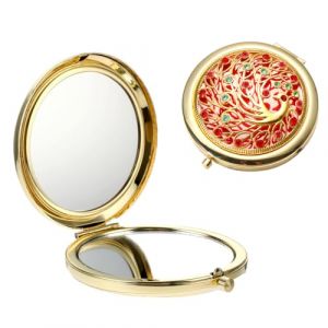 SGERUFZ Miroir de Poche Grossissant Vintage avec Vergrößerung, Miroir Main pour Maquillage, Miroir Pliable pour Sac à Main, Miroir Portable Unisexe (BeanyBeng, neuf)