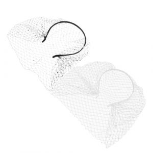 Veemoon 2 pi&egrave;ces Bandeau T&ecirc;te Voilette Maille Respirante avec Bandeau Mariage Perl&eacute; Accessoires Coiffure Mari&eacute;e Polyvalents pour C&eacute;r&eacute;monie et Photos Blanc et Noir (lucy Liu, neuf)