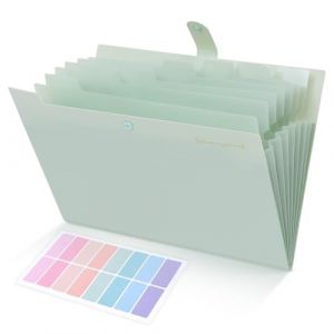 SKYDUE Trieur Document, Trieur 8 Compartiments A4, Dossier Rangement Documents Avec L'&eacute;tiquettes, Rangement Papier/Pochette Document Pour Bureau, Maison, &Eacute;cole(Vert pois) (SKYDUE-EU, neuf)