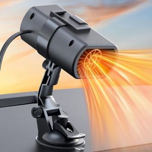 Mupkvy Chauffage de Voiture, 12V 200W Prise Allume-Cigare, d&eacute;givreur Rotatif &agrave; 360&deg;, Fonction Chauffage et Refroidissement 2 en 1, Chauffage Rapide et d&eacute;shumidificateur avec Support &agrave; Ventouse (Mupkvy EU, neuf)