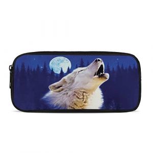 chaqlin Trousse &agrave; crayons grande capacit&eacute; pour lyc&eacute;e, bureau, universit&eacute;, &eacute;tudiant, Loup hurlant, Pochette &agrave; monnaie (chaqlin, neuf)