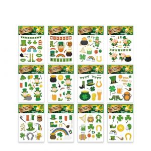 Autocollants de tatouage à thème vert, peinture irlandaise, autocollants de tatouage imperméables(12 PCS H) (Grand maritime trade, neuf)
