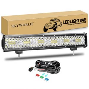 SKYWORLD 8D 17 pouces 45 cm 360W Barre led avec 12v faisceau de câblage kit, Étanche Rampe Bar Barre lumineuse led pour 4x4 Offroad Voiture Véhicule Camion Tracteur Quad Bateau (SKYWORLD-EU, neuf)