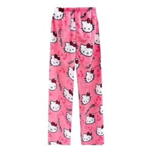 Pantalon Pyjama Flanelle Femme Fille - Pyjama Femme Hiver Polaire Bas de Pyjama Chaud et Doux Impression de Chat Ensembles de Pyjama Vêtements de Détente pour Femme, Parfait pour Halloween et Noël (Chnnamzu EU, neuf)