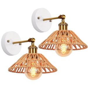 PETITES ECREVISSES Lot de 2 Appliques Murales Industrielles Design Lampe murale en corde de chanvre et M&eacute;tal Spots muraux Int&eacute;rieur Ajustable Luminaire Interieur pour Chambre Salon,22cm (Marr&oacute;n, A-2) (DOO2U, neuf)