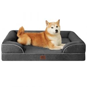 EHEYCIGA Panier Chien Grande Taille XXL Orthopedique, Memoire de Forme Lit pour Chien Dehoussable Lavable, Canapé Chiens Imperméable, Gris Foncé (EHEYCIGA EU, neuf)