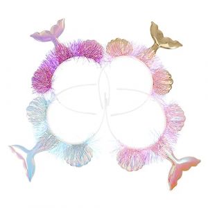 MUSISALY 4pièces Serre-tête Queue De Sirène Brillant Et Coloré Pour Garçon Fille Coiffe Décorative Bandeaux à Cheveux Adorables Lot De Doré Rose (YangF, neuf)