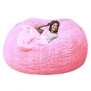 JOELEW G&eacute;ant Fourrure Pouf Chaise pour Adultes Salon Meubles Grand Rond Doux Moelleux Fausse Fourrure Pouf Couverture Paresseux Canap&eacute; Lit Chaise,Rose,6 Pieds (150 &times; 75 Cm) (TYMSBHSH, neuf)