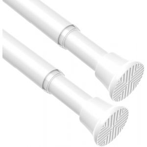 AIZESI Lot de 2 Tringle à Rideaux Sans Perçage Extensible 60-120 cm - Barre de Douche à Tension à Ressort Blanc, Tringle Extensible pour Porte Fenêtre Salle de Bain Cuisine (AIZESI FR, neuf)