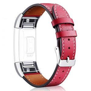 Bracelet de montre de rechange en cuir pour Aisports Fitbit Charge 2 - Bracelet r&eacute;glable Red (AISPORTS, neuf)