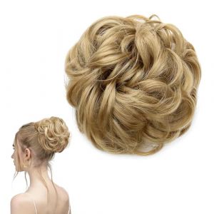 Chignon Postiche Cheveux, Chignon Boucl&eacute;s Chignon D&eacute;coiff&eacute;, Chouchou Postiche de Cheval Faux Chignon Elastique pour Femme, brun dor&eacute; (HaoKongDaCheng, neuf)