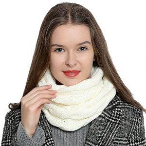 DonDon Écharpe femme hiver Écharpe tube snood Écharpe en laine Tour de Cou Cache cou - Blanc (urban-styles, neuf)
