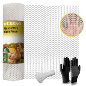 Rouleau de grillage en plastique pour volaille, cl&ocirc;ture, jardin, balcon, cl&ocirc;ture pour volaille, chiens, lapins, barri&egrave;re pour animaux, fleurs, serpents et jardinage (blanc, 40 cm x 6 m) (oumaostore, neuf)