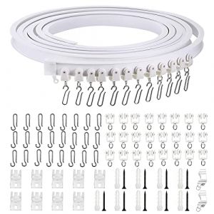 ZHIQIN 3M Rail Rideaux Tringle Rideau Flexible Rail de Rideau Flexible avec 24 Crochet de rideau et 24 Poulie pour Balcon Baie Vitr&eacute;e Salon Baignoire Camping Car (zhiqin-store, neuf)