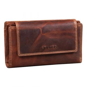 STILORD 'Ira' Portefeuille Femme Cuir RFID Porte-Monnaie Vintage avec Protection NFC Porte-Carte Bancaire Bourse Monnaie R&eacute;tro Pochette en Cuir V&eacute;ritable, Couleur:Salerno - Marron (STILORD Cuir, neuf)