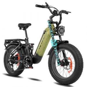 Extrbici V&eacute;lo &Eacute;lectrique en Aluminium Kommoda3.0 20Pouces, 250W 25km/h 48V 20Ah 120km, Suspension &agrave; Air, Freins &agrave; Disque Doubles, Shi-Mano 7 Vitesses, Vert (extrbici, neuf)