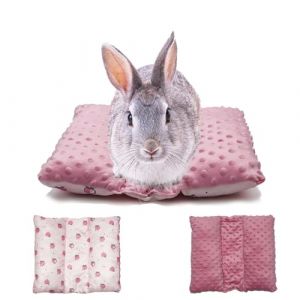 Yanmucy Lit pour lapin, cochon d'Inde, polaire double face toutes saisons, literie pour petit animal, tapis doux pour cage pour lapin, rat, furet, hamster, 40 x 35 cm (rose) (Yanmucy, neuf)