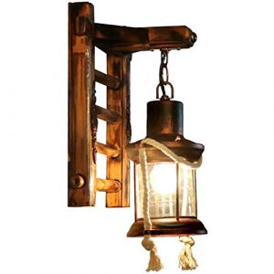 Bois R&eacute;tro Appliques Murale Vintage Loft Industriel Luminaire Rustic Living Lampe LED Mur Chambre EZ7 Simple Mur Creative Mur Lampe Design Antique Nostalgie Mur Int&eacute;rieur Petite Lustre,D (COCOLL, neuf)