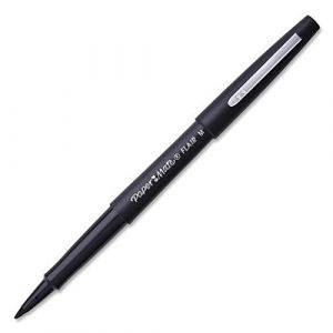 PAPER:MATE Lot de 3 Stylos feutre Flair Original Nylon Pte 0,8 mm Noir (papeterie neveu, neuf)