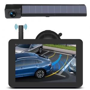 OBEST Caméra de Recul Solaire sans Fil avec écran 5 Pouces,Caméra de Recul de Voiture avec Vision Nocturne, Batterie Rechargeable 4800mAh,Installation Facile (Ying ding, neuf)