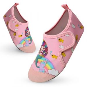 Vorvowry Chaussure Plage Enfant Fille Garçon Antidérapant Séchage Rapide Lumière Piscine Aquatique Chaussures d Eau Sirène Rose 32-33 (Vorvowry, neuf)