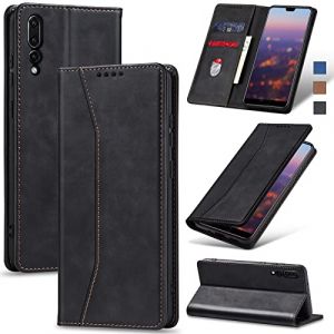 Jasonyu Coque pour Huawei P20 Pro, Housse Etui en Cuir PU Portefeuille [Antichoc] [Magnétique] [Porte Cartes] [Stand Fonction] Flip Coque (Noir) (Jasonyu-FR, neuf)