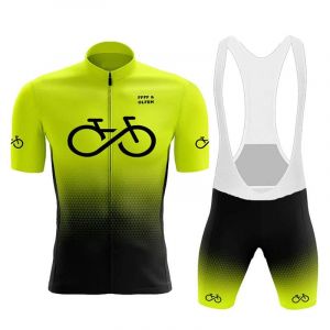 Vêtements Cyclisme Pro Homme Tenue Cycliste Manche Courte, Été Jerseys VTT et Cuissard à Bretelle avec 9D Coussin Gel, Cycling Route Respirant Séchage Rapide (Green B,XXL) (FFFF & OLFEH, neuf)