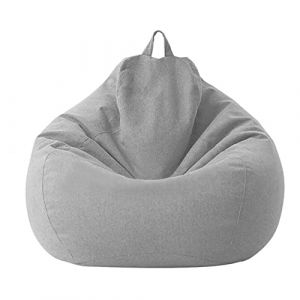 Highdi Enfants Peluche Sac Haricots Pouf Adultes Adolescents, Rangement de Jouets Stockage, Pouf Pliable Portable pour Fauteuil Déco Grande Fauteuil de Salon (100x120cm,Gris Clair) (Highdi, neuf)
