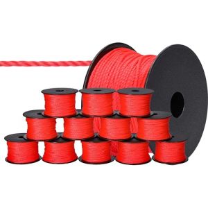 ToolSpace 12x cordeau de maçon - 50m x 1.6mm - Rouge - Soie polypropylène - cordeau d'alignement - cordeau d'aplomb - cordeau de Pavage résistant - Durable & indéchirable - pour Niveau à Bulle (ToolSpace, neuf)