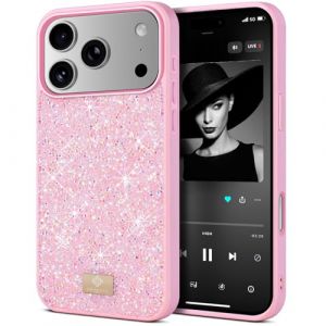BEZ&reg; Coque pour iPhone 17 Pro Max Paillette, Coque Compatible avec iPhone 17 Pro Max Glitter Series de Etuis avec Bling & Co., &Eacute;tui en Diamant Etincelant et &agrave; Cristal Bling, Flamant Rose (TheBlingZ., neuf)