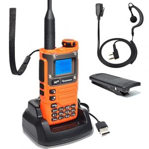 Quansheng UV-K5(8) Orange VHF UHF Portable Walkie Talkie FM NOAA UV-K6 Radio bidirectionnelle pour l'ext&eacute;rieur/l'entreposage et la logistique/la Navigation (Orange, avec oreillette en Forme de G) (NARadio, neuf)