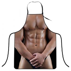 MUNSKT 1PC Tablier de Cuisine,Tablier Homme Sexy Muscl&eacute;,Tablier Cuisine Homme Humour - Imperm&eacute;able R&eacute;glable,Humoristique barbecue cadeau (brown) (MUNSKT*, neuf)