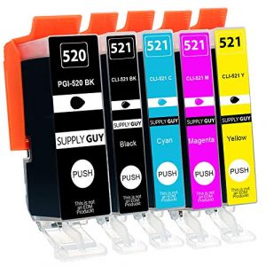 Supply Guy 5 Cartouches d'encre avec Puce Compatible avec Canon PGI-520 / CLI-521 pour Canon Pixma IP3600 IP4600 IP4600-X IP4700 MP540 MP550 MP560 MP620 MP630 MP640 MP640-R MP980 MP990 MX860 MX870 (SupplyGuy, neuf)