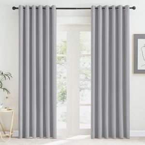 KGORGE Rideaux Grande Largeur - Rideaux Occultant Bloquer Lumiere Anti UV, Rideaux Opaque 2 Pièces pour Fenêtres Salon Chambre à Coucher, Largeur 200 x Hauter 220cm, Gris Clair (KGORGEHOME, neuf)