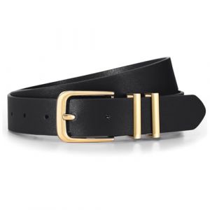 JASGOOD Ceinture Femme Mode Ceinture en Cuir &Eacute;l&eacute;gant pour Femme avec Boucle Dor&eacute;e pour Jeans Pantalons Robes,Noir,140cm (JASGOOD Professional Belt, neuf)