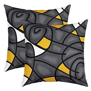 G&eacute;om&eacute;trique Taie d'oreiller 40x40cm G&eacute;om&eacute;trie Jaune Gris Blanc Housse de Coussin Pour Le Salon Chambre &agrave; Canap&eacute;er Lot De 2 Housse Coussin Modern R&eacute;sum&eacute; Art D&eacute;cor Taie Oreiller Pour canap&eacute; chaise (Bofanshangmao, neuf)
