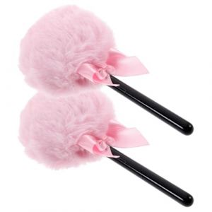 NUOBESTY Lot de 2 Houppettes &agrave; Poudre Fixante Visage, Format Voyage, Texture Douce en Peluche Couleur Rose, Applicateur Compact pour Poudre, Coussinets de Maquillage Pratiques et L&eacute;gers (Camplos, neuf)