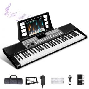 TERENCE Piano Numérique 61 Touches Double Haut-parleur HiFi Clavier Piano avec 51 Touches de Fonction Affichage LED Double Clavier 2 Options d'alimentation Support pour Casque et Microphone (Terence official, neuf)
