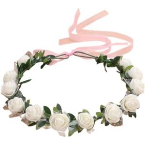 Bandeau floral, bandeau &agrave; fleurs, couronne de fleurs, bandeaux &agrave; fleurs, couronne de fleurs for femmes, for f&ecirc;te de mariage, guirlandes florales, couronne de cheveux, bandeaux floraux(Snow) (YxsyGs, neuf)