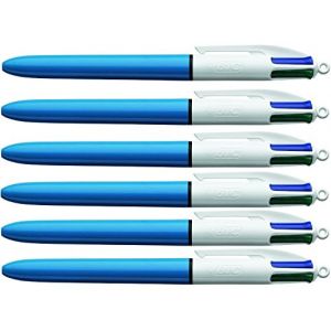 BIC Lot de 6 stylos à billes originaux 4 couleurs rétractables Pointe moyenne (DLM Direct FR, neuf)