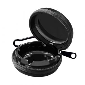 FEMONGY cendrier de poche anti odeur, cendriers de poche, cendrier anti odeur, cendrier de poche, cendrier portable, Souvre facilement, grande capacité, adapté aux voyages (Noir pur) (linxianaidi, neuf)