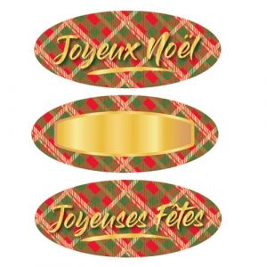 Affichesstore 30316 - Lot de 120 Stickers - 20 Feuilles de 6 Étiquettes Adhésives L60 H25 mm - Autocollants Ovales - Joyeuses Fêtes, Joyeux Noël, Inscriptibles (AFFICHESSTORE, neuf)