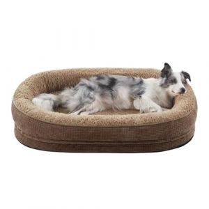 Panier Chien Grande Taille Orthopedique, Memoire de Forme Lit pour Chien, Canapé Chiens Dehoussable Lavable, Lit Ovale Imperméable, Brun (Topets-EU, neuf)
