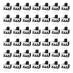 HUAZIZ 50pcs Mini Interrupteur &agrave; Glissi&egrave;re 3 Broches 2 Positions 1P2T SPDT Panneau Commutateur &agrave; Glissi&egrave;re, Micro Interrupteur &agrave; Glissi&egrave;re Vertical SS12D10 (HUAYUE-EU, neuf)