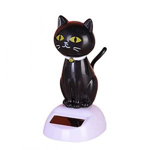 Solaires Figurine - Chat Qui Bouge La Tête pour Voiture - Ornements de Tableau de Bord de Voiture - Voiture Décoration Interieur - Chat en Hochant Tête Jouet - Décoration de Table Pour Voiture, Bureau (iShang Direct, neuf)