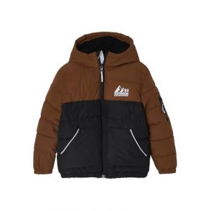 VERTBAUDET Doudoune gar&ccedil;on bicolore doubl&eacute;e polaire &agrave; capuche marron 5A (VERTBAUDET, neuf)
