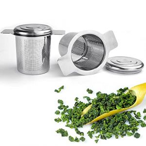 Reforung 2 Pcs Filtre &agrave; Th&eacute; Acier Inoxydable Infuseur &agrave; Th&eacute; infuseur th&eacute; tasse Passoire &agrave; Th&eacute; filtre the Filtre &agrave; Th&eacute; Trou Fin avec Deux Languettes Et Couvercle Universel pour Mug/Tasse/Th&eacute;i&egrave;re/Verre (NOISY ADRENALINE, UNIPESSOAL LDA, neuf)