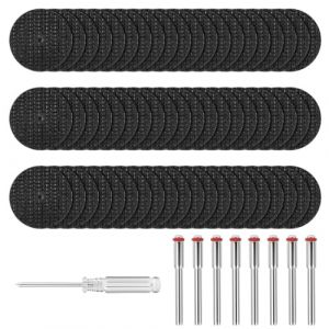 Flintronic 60PCS 32mm Mini Disque Diamant à Tronçonner, Disques de Coupe pour Dremel, HSS en Résine Lame Scie Circulaire avec 8 Mandrins SC et 1 Tournevis pour Couper Bois, Métal, Plastique, Pierre (XJYEU, neuf)