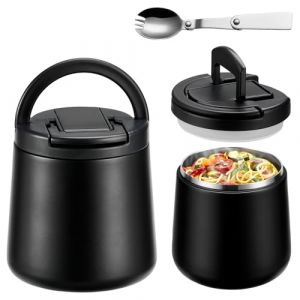 Itslife Boîte Alimentaire Isotherme, 600ml Lunch Box Isotherme Enfant, Boite Isotherme Repas Chaud avec Cuillère, Thermos Alimentaire Chaud en Acier Inoxydable pour Picnic, Ecole et Bureau, Noir (Itslifeuk, neuf)